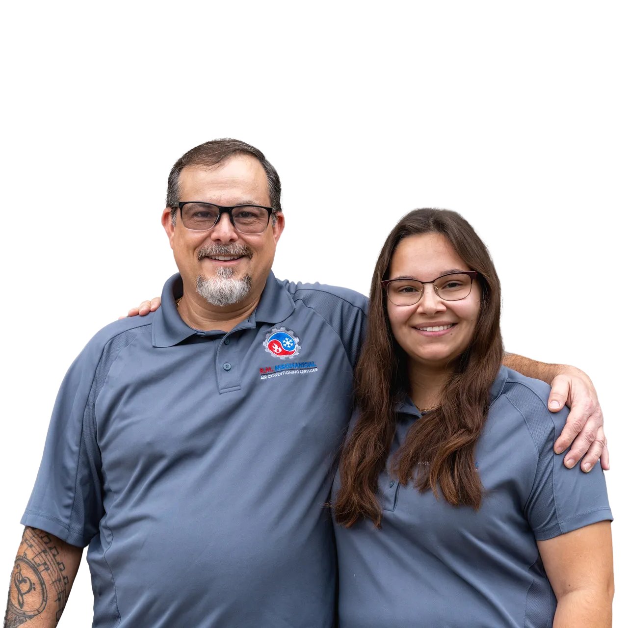 Robert Moran, owner of R.M. Mechanical, with his daughter